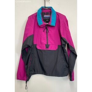 White Sierra Pink/Black Vintage 90s Pink Retro Jacket - Size M